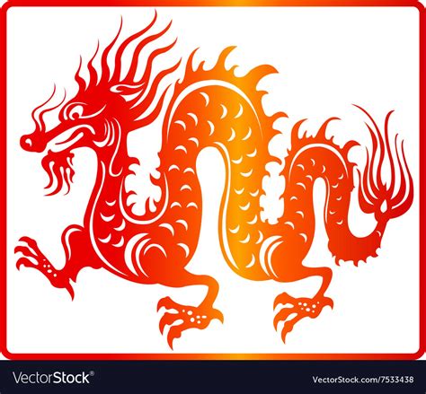 Chinese new year dragon icon paper cut Royalty Free Vector