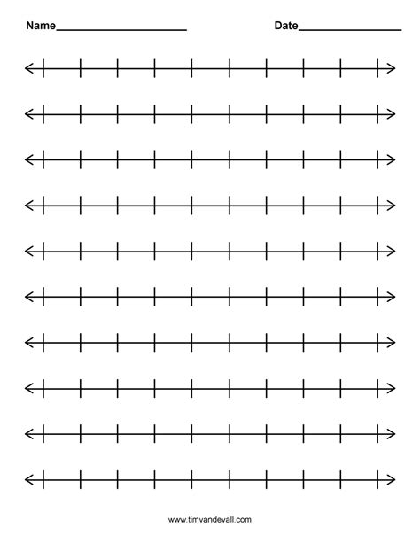 Printable Number Lines for Math Practice