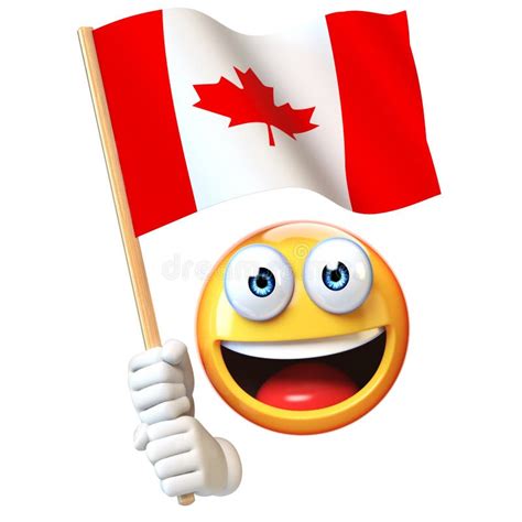 Emoji Holding Canadian Flag, Emoticon Waving National Flag of Canada 3d ...