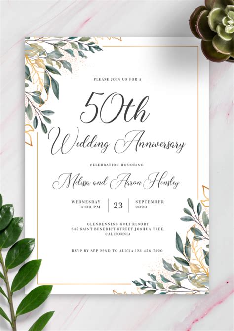 50th Wedding Anniversary Invitations Free Templates | Onvacationswall.com