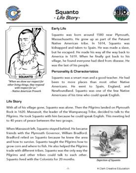 Squanto Biography - Reading, Digital INB, Slides & Activities | TPT