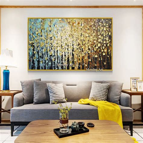 Large Size Hand Painted Abstract Color Tree Landscape Oil Painting On ...