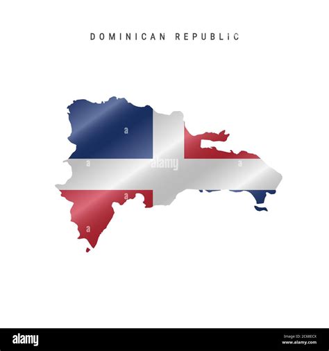 Detailed waving flag map of Dominican Republic. Vector map with masked ...