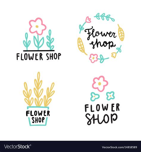 Flower shop logotype set Royalty Free Vector Image