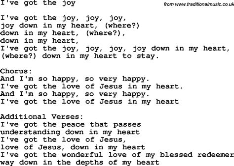 Christian Childrens Song: I've Got The Joy Lyrics