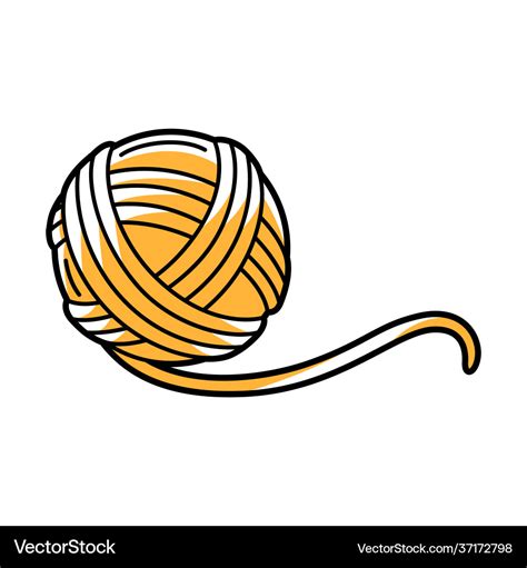 Yellow ball wool cartoon icon Royalty Free Vector Image