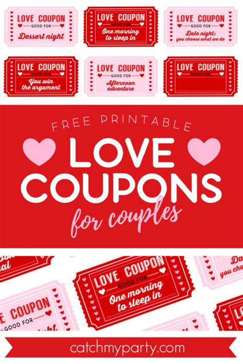 Free Printable Valentine's Day Love Coupons for Couples! | Catch My Party