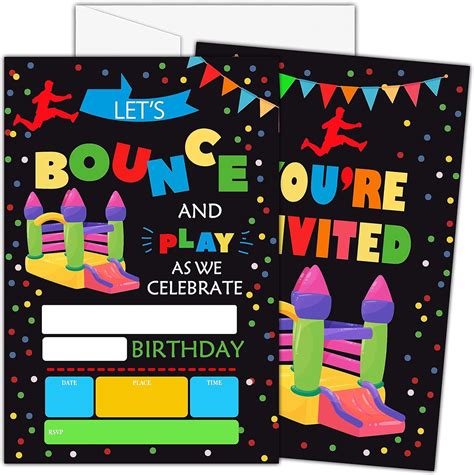 Amazon.com : Bounce House Birthday Invitations for Kids - Let's Bounce ...