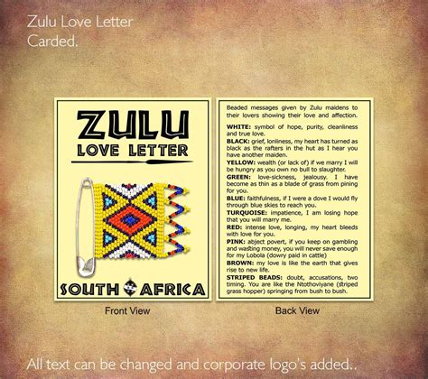 Zulu Love Letter Carded, shows the meaning of each bead colour. We can ...