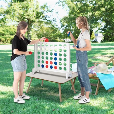 Wooden 4 in a Row Game with Coin Family Fun Party Outdoor Yard Games ...