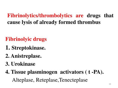 PPT - Fibrinolytic Drugs (Thrombolytic Drugs ) By Prof. Hanan Hagar Dr ...