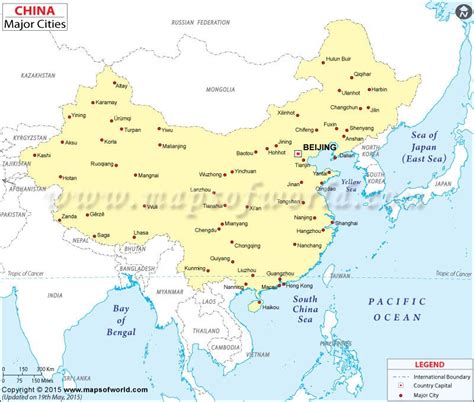 Cities in China Map, Major Cities in China