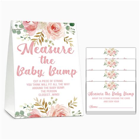 Buy Baby Shower Game Set, Measure The Baby Bump(1 Standing Sign + 50 ...