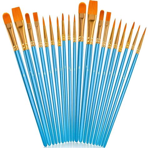 20 PCS Paint Brush Set, Acrylic Art Paintbrush Sets, Round Pointed ...