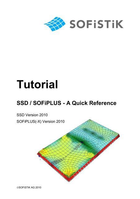 Tutorial SSD / SOFiPLUS - A Quick Reference - SOFiSTiK