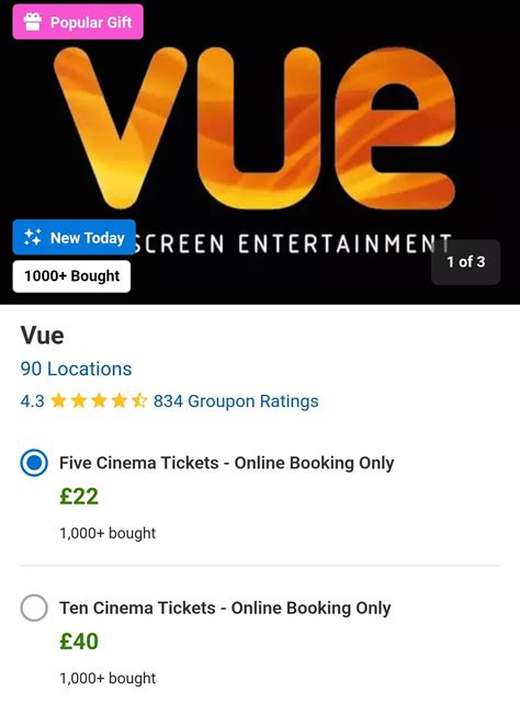 5x Vue cinema tickets for £22 ⋆ Star Freebies