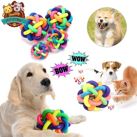 Pet Dog Toy Colorful Bell Toy Rainbow Bell Rubber Bell Toy Dog Molar ...