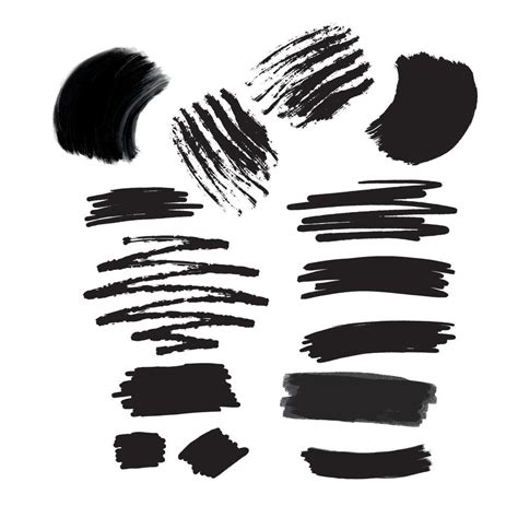 Collection of black paint, ink brush strokes, brushes, lines, grungy ...