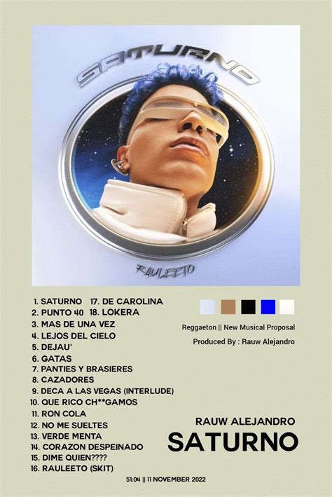 Rauw Alejandro || Saturno [Álbum] | Álbumes de música, Paginas de ...