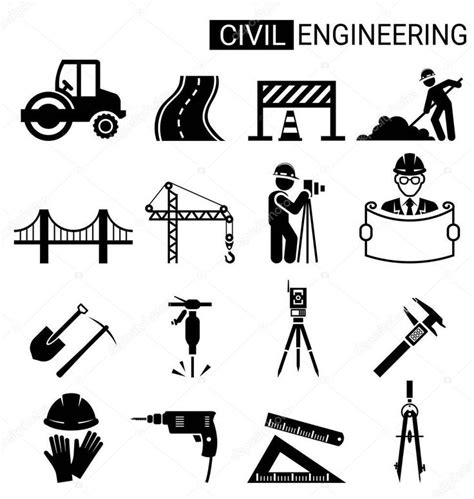 Set of civil engineering icon design for infrastructure construction ...