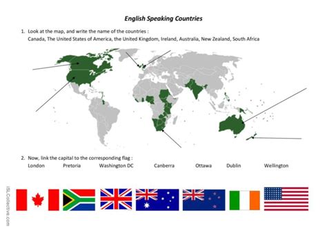 English speaking countries: English ESL worksheets pdf & doc