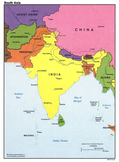 Large detailed political map of South Asia with major cities and ...