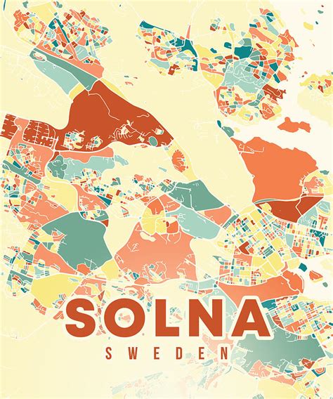 Solna Sweden Map Digital Art by Alexandru Chirila - Fine Art America