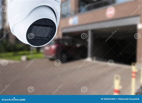 Closeup CCTV Camera Monitoring in the Cars Park. an Automated Car ...