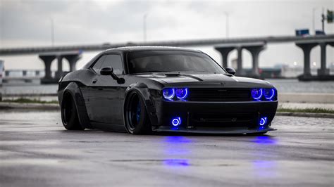 Blue Dodge Challenger In A Tunnel