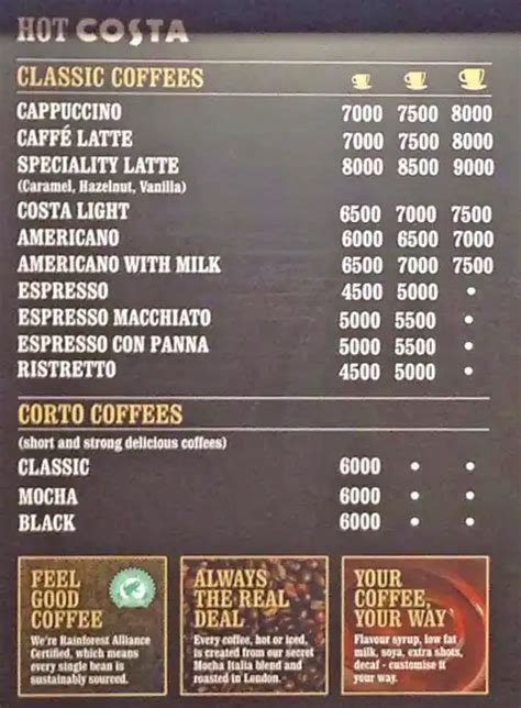 Costa Coffee Menu, Menu for Costa Coffee, Hamra, Beirut District ...