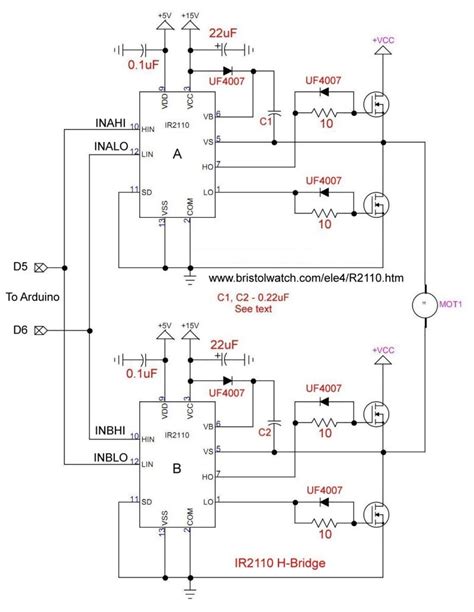 Arduino IR2110 Based H-Bridge HIGH Voltage Motor Control