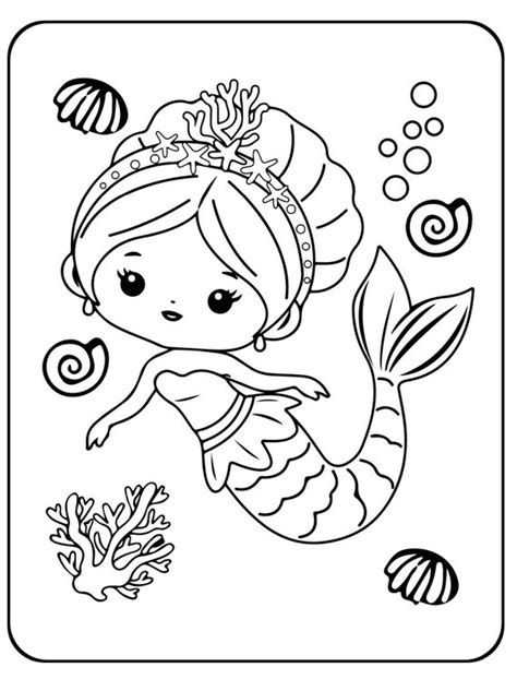 Mermaid Coloring Pages - Etsy