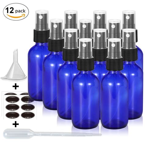 Olilia 2 oz Cobalt Blue Glass Spray Bottles with Black Fine Mist ...