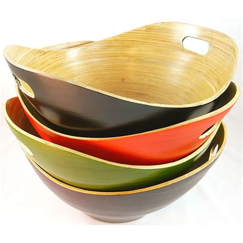 Shop Handmade Large Bamboo Serving Bowl with Handles (Vietnam) - Free ...