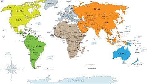 A Map Of The World Labeled With All Countries - Map of world