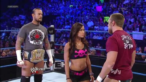 AJ Lee Kisses CM Punk and Daniel Bryan - WWE Smackdown Live 7/3/12 (The ...