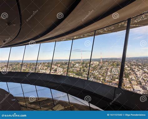 The Space Needle Towers Over The Seattle Monorail Editorial Image ...