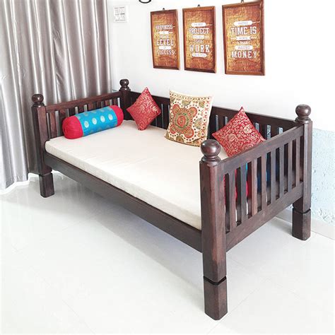 Diwan -Day Bed Wooden — Marigold. Sheesham wood furniture. – Evolvekart™