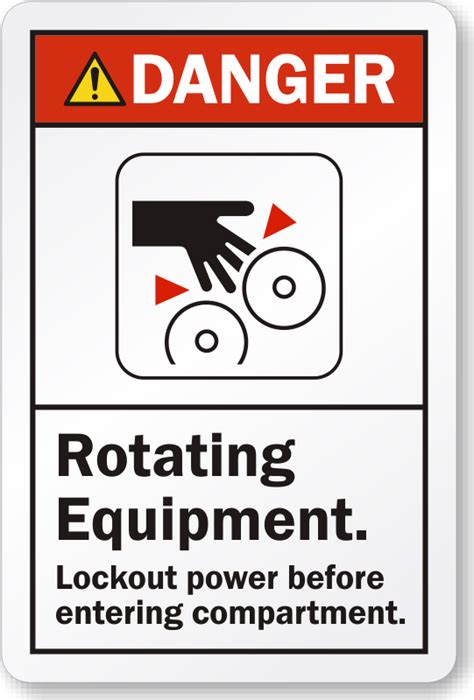 Danger Rotating Equipment Lockout Before Entering Label, SKU: LB-2427