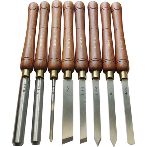 Faithfull 8 Piece High Speed Steel Turning Chisel Set In A Wooden Boxed ...