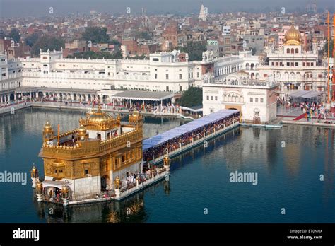 Aerial view of Harmandir Sahib or Darbar Sahib or Golden temple ...