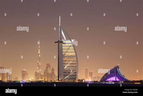 Dubai skyline at night, United Arab Emirates Stock Photo - Alamy