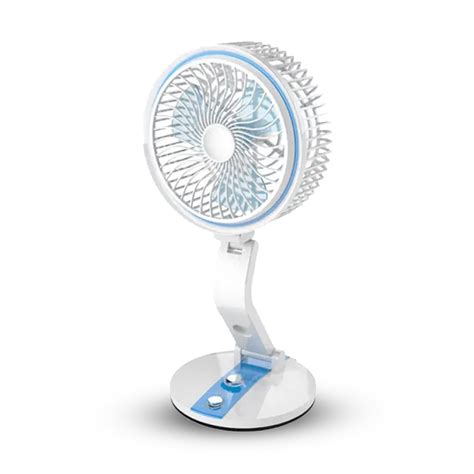 Folding Mini USB Cooling Fan With LED Light For Home and Office - White