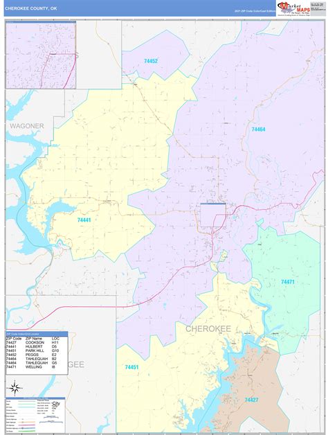 Cherokee County, OK Wall Map Color Cast Style by MarketMAPS - MapSales.com