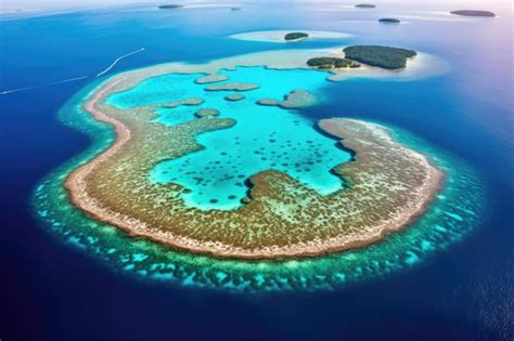 Premium AI Image | Aerial view of a pristine atoll surrounded by ...