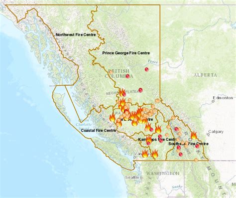 an interactive map showing the active wildfires in British Columbia ...