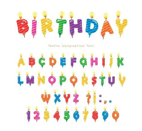 Birthday Candles Colorful Font Design | Cute fonts alphabet, Hand ...