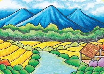 Sketsa Gambar Pemandangan Sawah