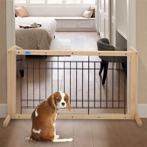 Jaxpety Adjustable Indoor Wood Dog Free Standing Gate - Walmart.com ...