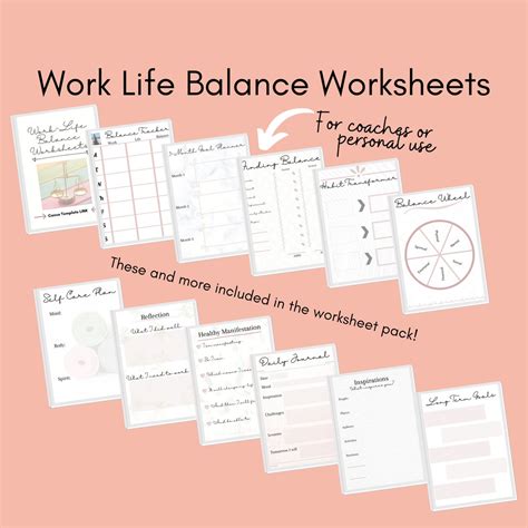 Work Life Balance Worksheets, Life Coach, Canva Template Worksheets ...